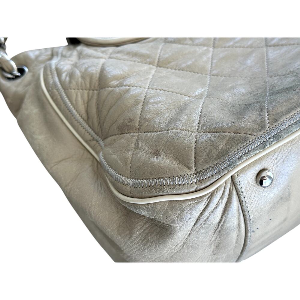 Authentic Chanel Quilted Calfskin Tote – Beige / Silver Hardware - Picture 11 of 16